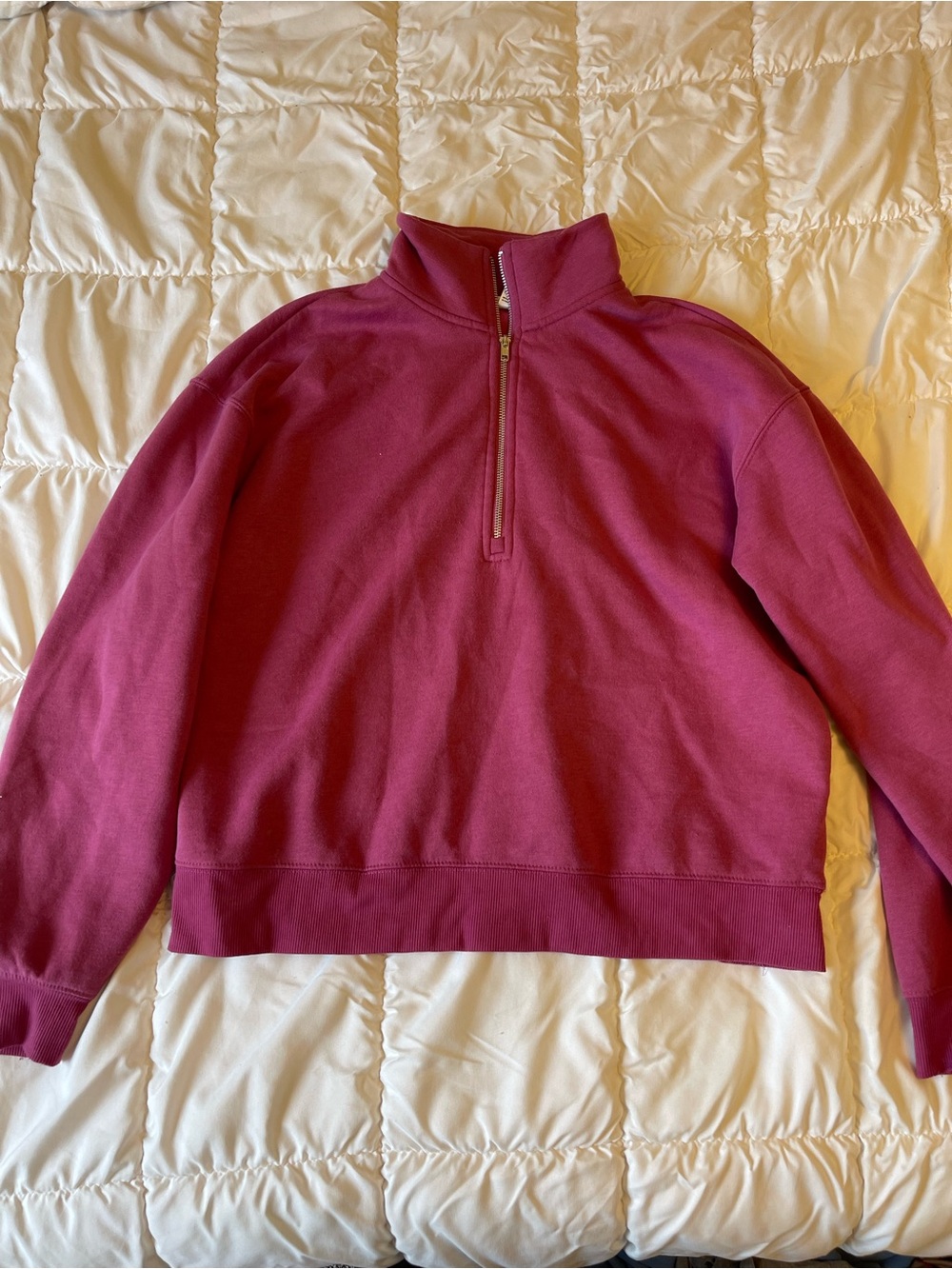 just be Fuchsia Mock-Neck Pullover
